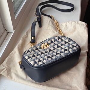 Tory Burch Blue and Cream Patterned Crossbody Bag